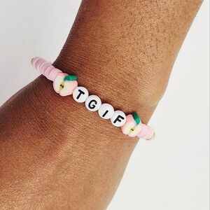 Handmade Clay Fruit Bead Bracelet With Letter TGIF